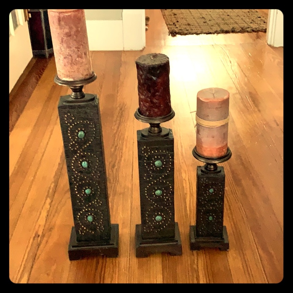 3 candle holders with candles included
